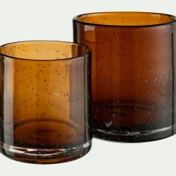 Photophore en verre bullé D10cm - brun rustrel