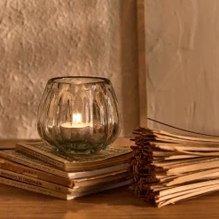 Photophore en verre D9cm - gris