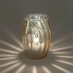 Photophore en verre D9xH10cm - doré