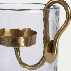 Photophore en verre et laiton D10xH10cm - transparent