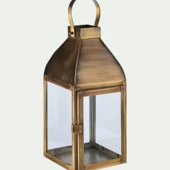 Photophore lanterne en métal H33,6cm - doré