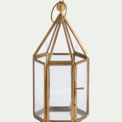 Photophore lanterne en métal H19cm - doré