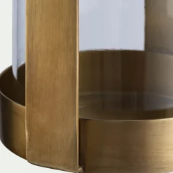 Photophore lanterne en verre et fer H25,4cm - doré