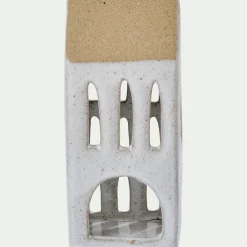 Photophore maisonnette de Noël en dolomite H15,3cm - gris