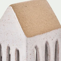 Photophore maisonnette de Noël en dolomite H15,3cm - gris