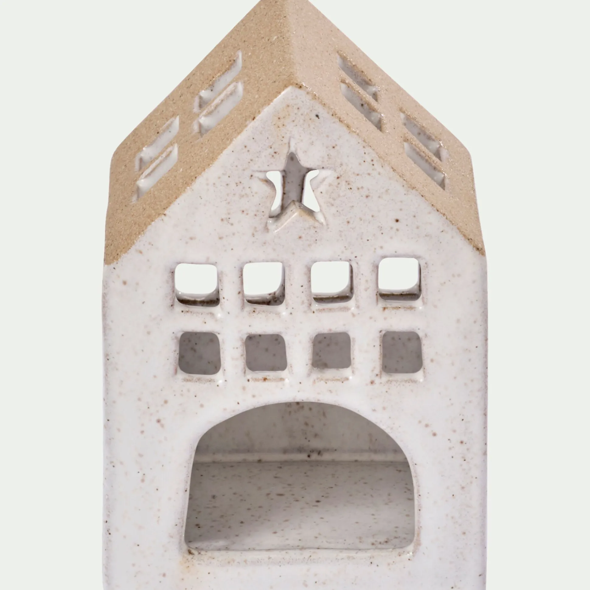 Photophore maisonnette de Noël en dolomite H11cm - gris