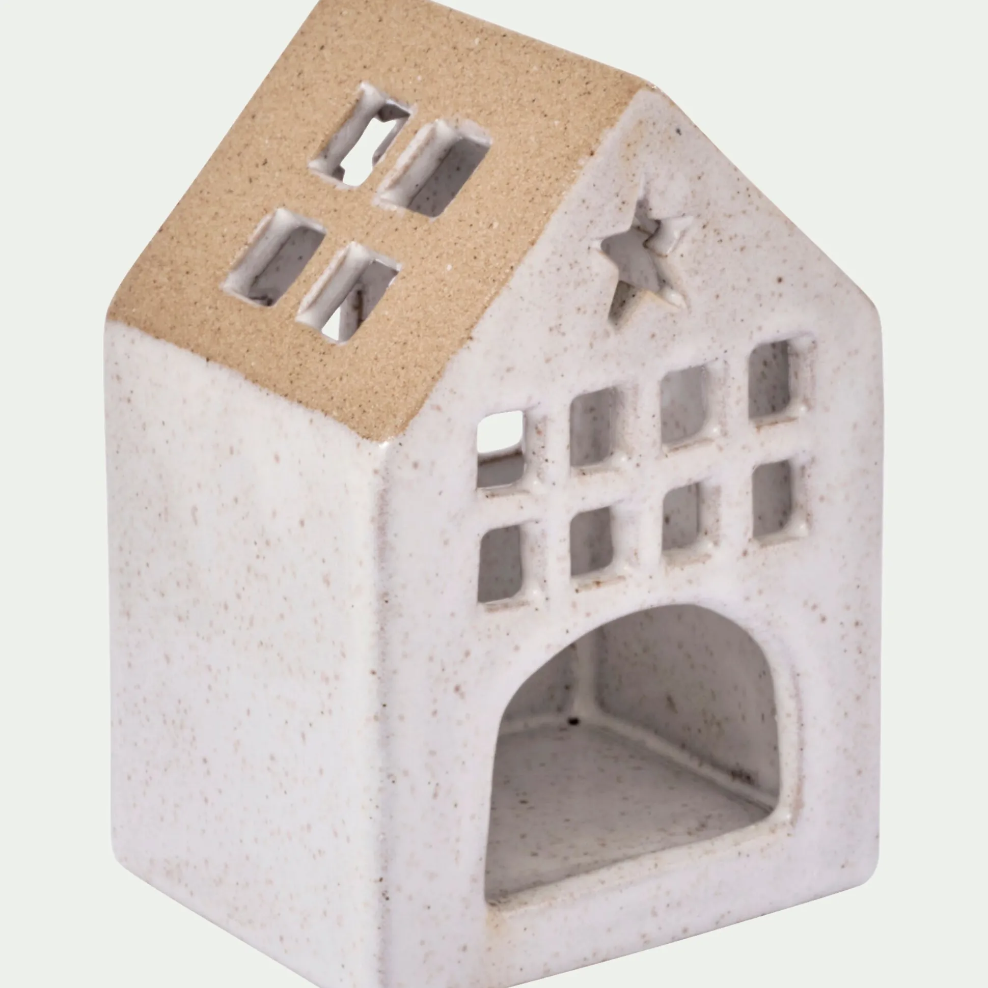 Photophore maisonnette de Noël en dolomite H11cm - gris