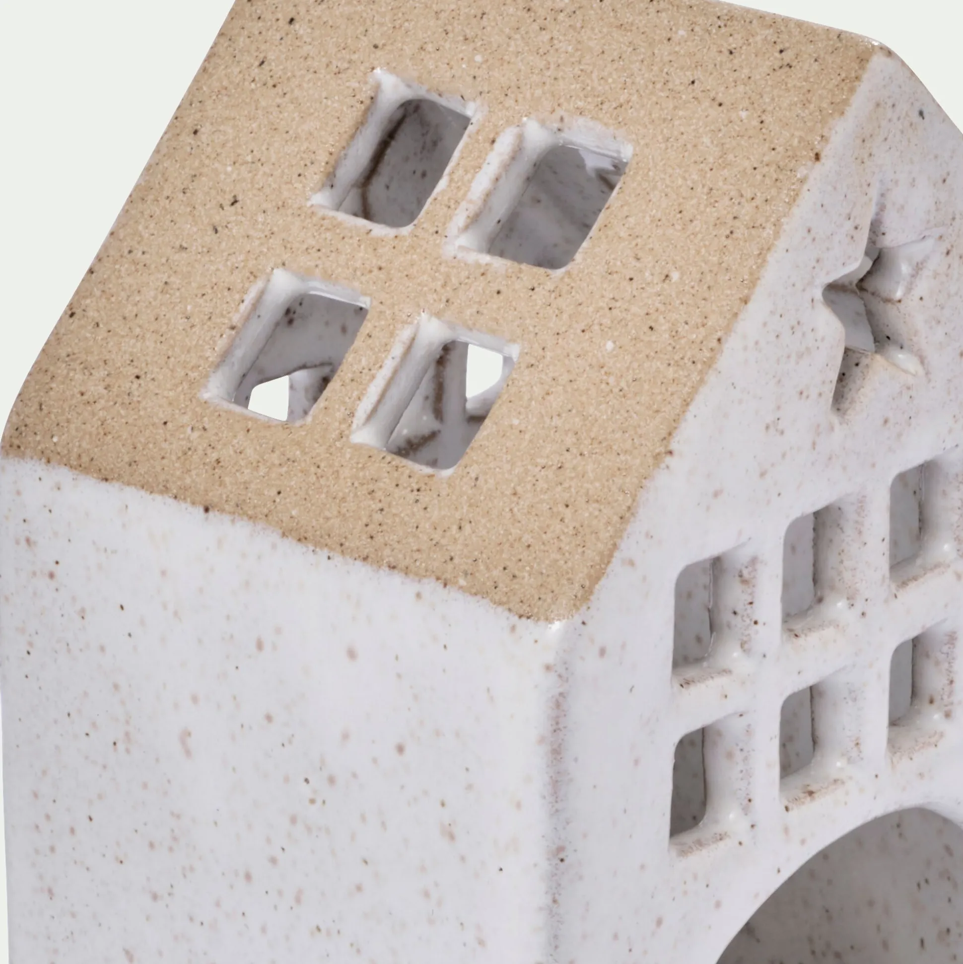 Photophore maisonnette de Noël en dolomite H11cm - gris