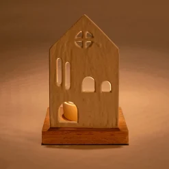 Photophore maisonnette en aluminium H14,5cm - blanc