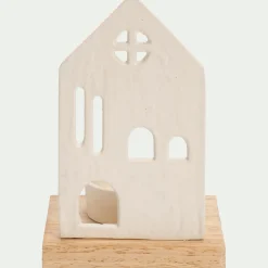 Photophore maisonnette en aluminium H14,5cm - blanc