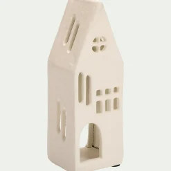 Photophore maisonnette en aluminium H17,3cm - blanc