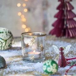 Photophore étoilé en verre D7xH8cm - transparent