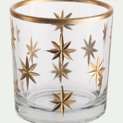 Photophore étoilé en verre D7xH8cm - transparent