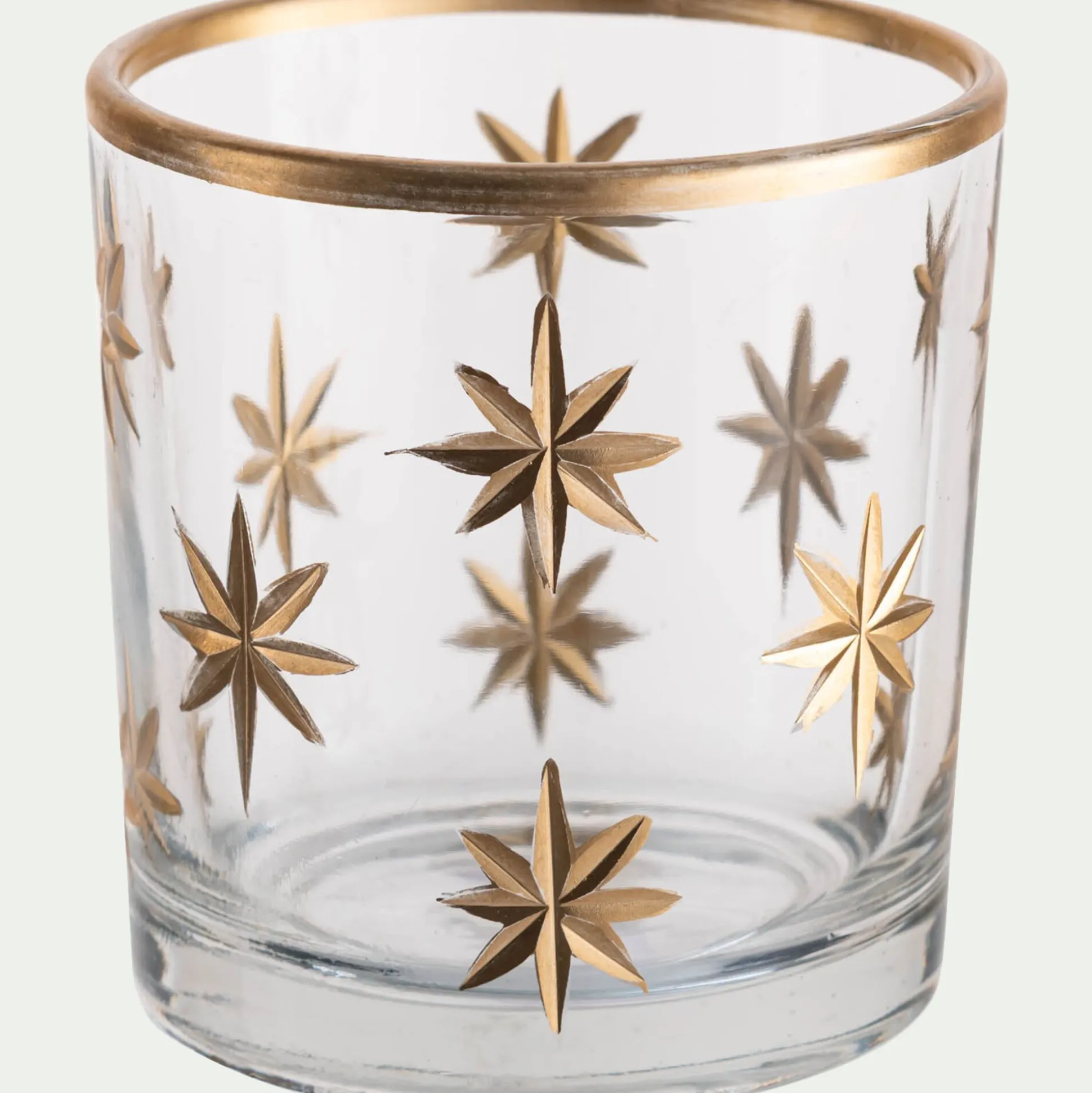 Photophore étoilé en verre D7xH8cm - transparent