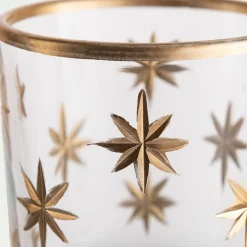 Photophore étoilé en verre D7xH8cm - transparent