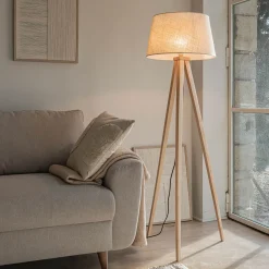 Pied de lampadaire en bois d'hévéa H130,5 cm - bois clair