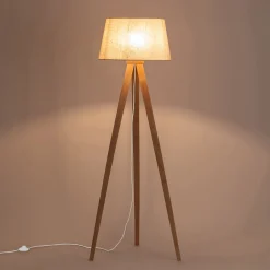 Pied de lampadaire en bois d'hévéa H130,5 cm - bois clair