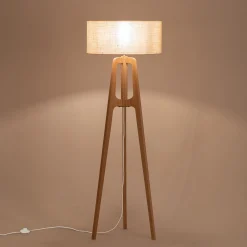 Pied de lampadaire en bois d'hévéa H131 cm - bois clair