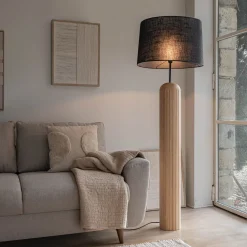 Pied de lampadaire en bois d'hévéa H138 cm - bois clair
