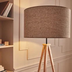 Pied de lampadaire en métal effet bois - naturel H134,50cm