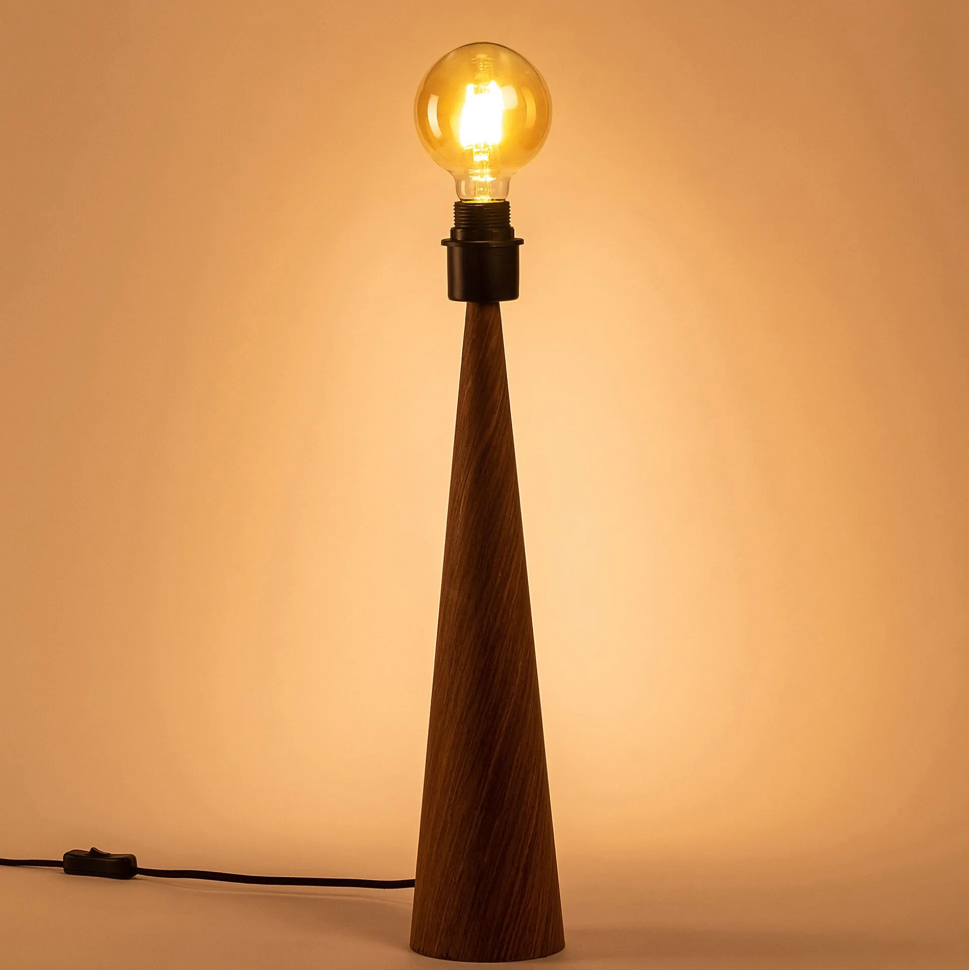Pied de lampe en métal - effet bois foncé H51,5cm