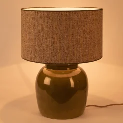 Pied de lampe électrifié en grès D28cm - vert