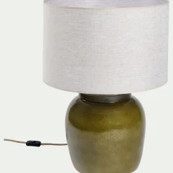 Pied de lampe électrifié en grès D28cm - vert