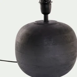 Pied de lampe électrifié en bois de manguier H30cm - noir