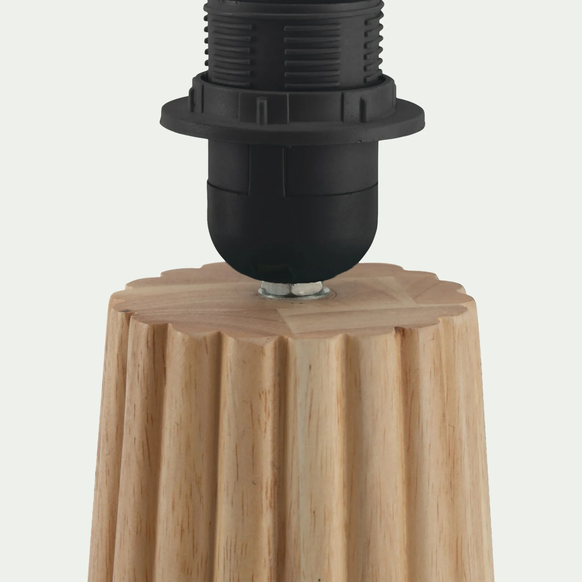 Pied de lampe électrifié en hévéa H38cm - bois clair