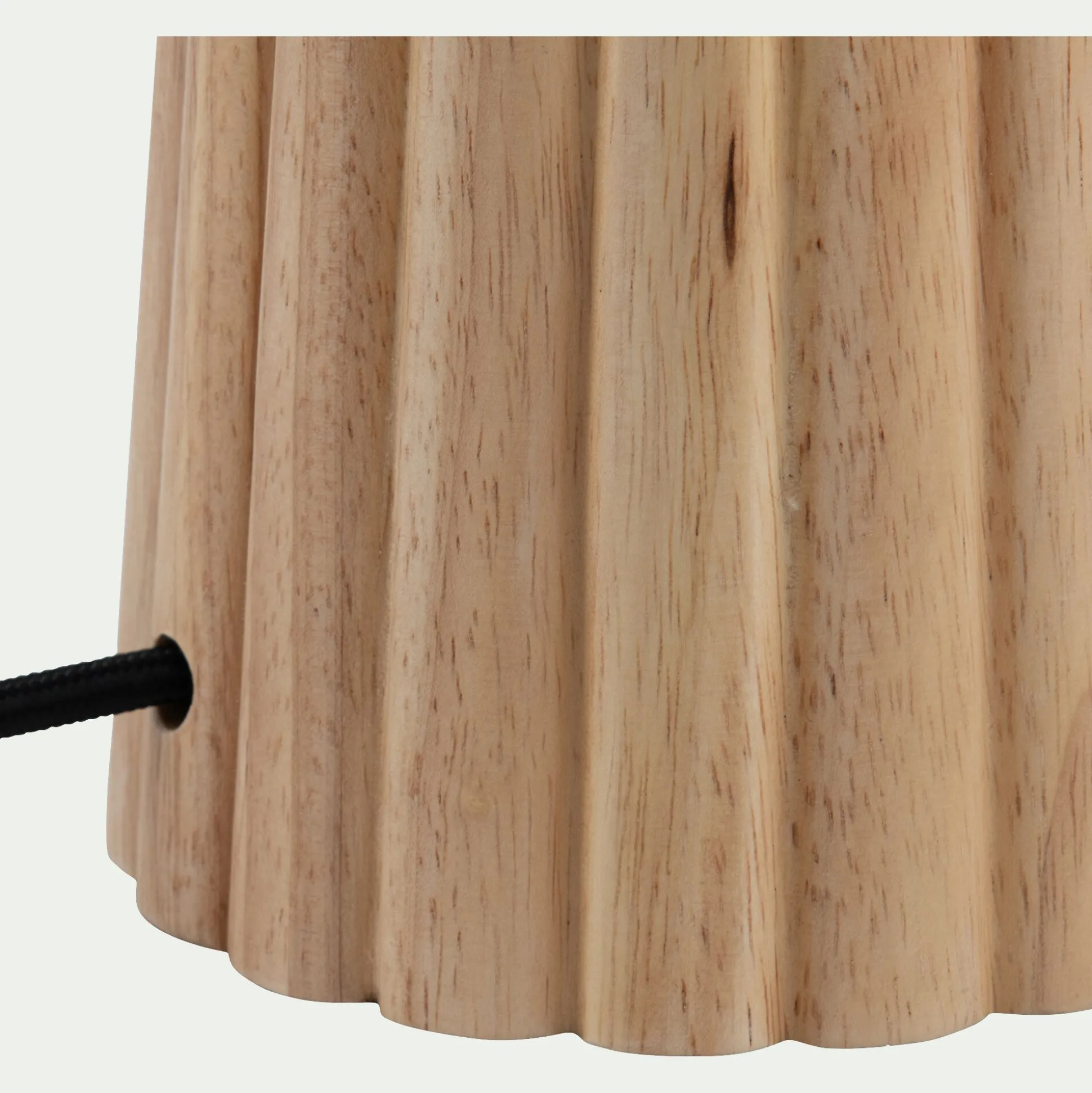 Pied de lampe électrifié en hévéa H38cm - bois clair