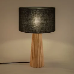 Pied de lampe électrifié en hévéa H38cm - bois clair