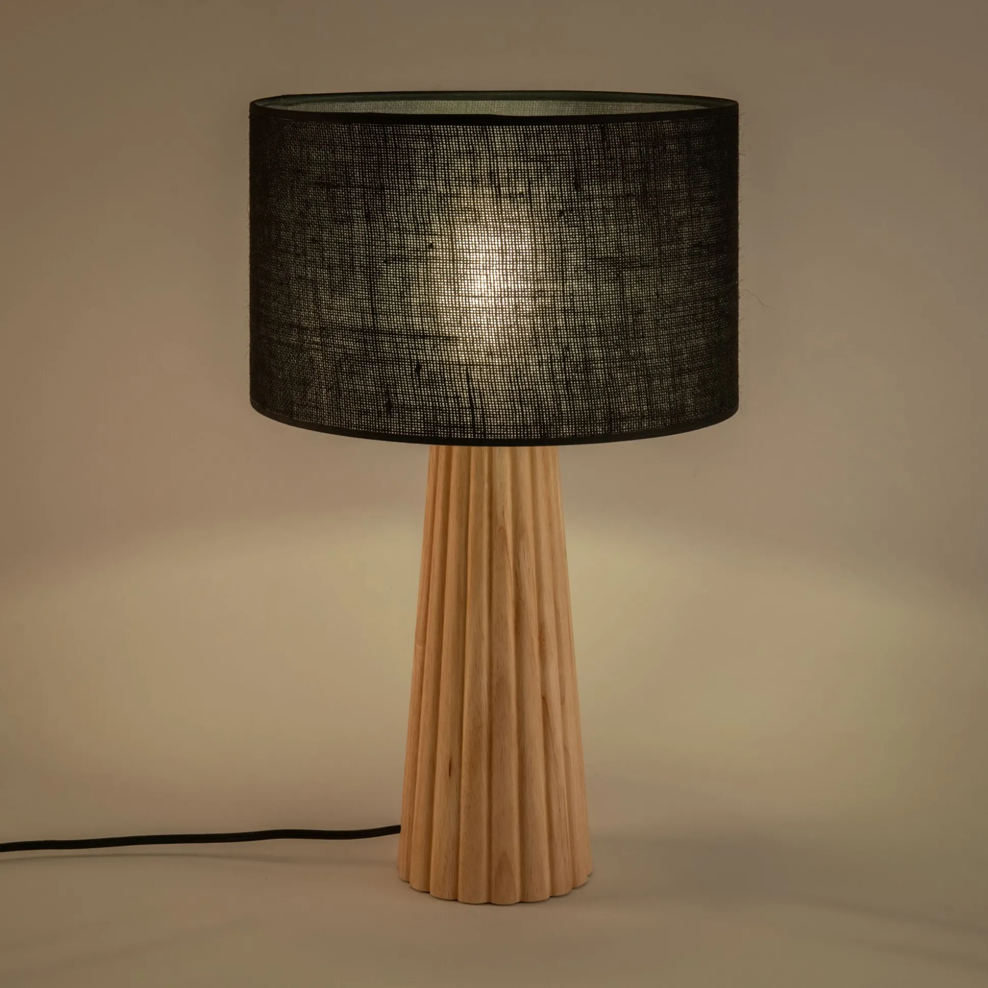 Pied de lampe électrifié en hévéa H38cm - bois clair