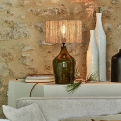 Pied de lampe électrifié en verre H40cm - vert