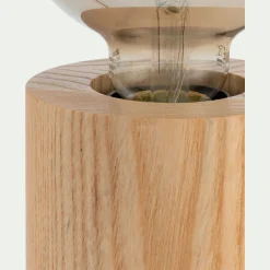Pied de lampe électrifié en bois de chêne - bois clair H12,5cm
