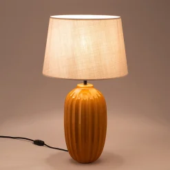 Pied de lampe électrifié en céramique D16,5cm - jaune argan