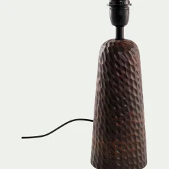 Pied de lampe électrifié en bois de manguier H40cm - marron foncé