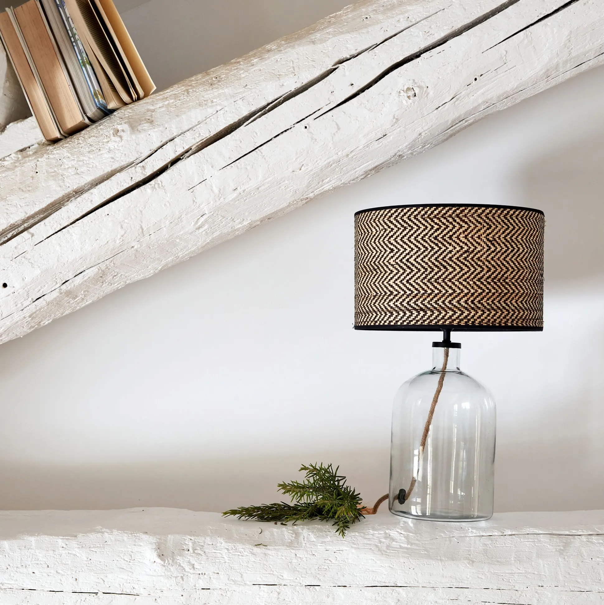 Pied de lampe électrifié en verre H37cm - transparent