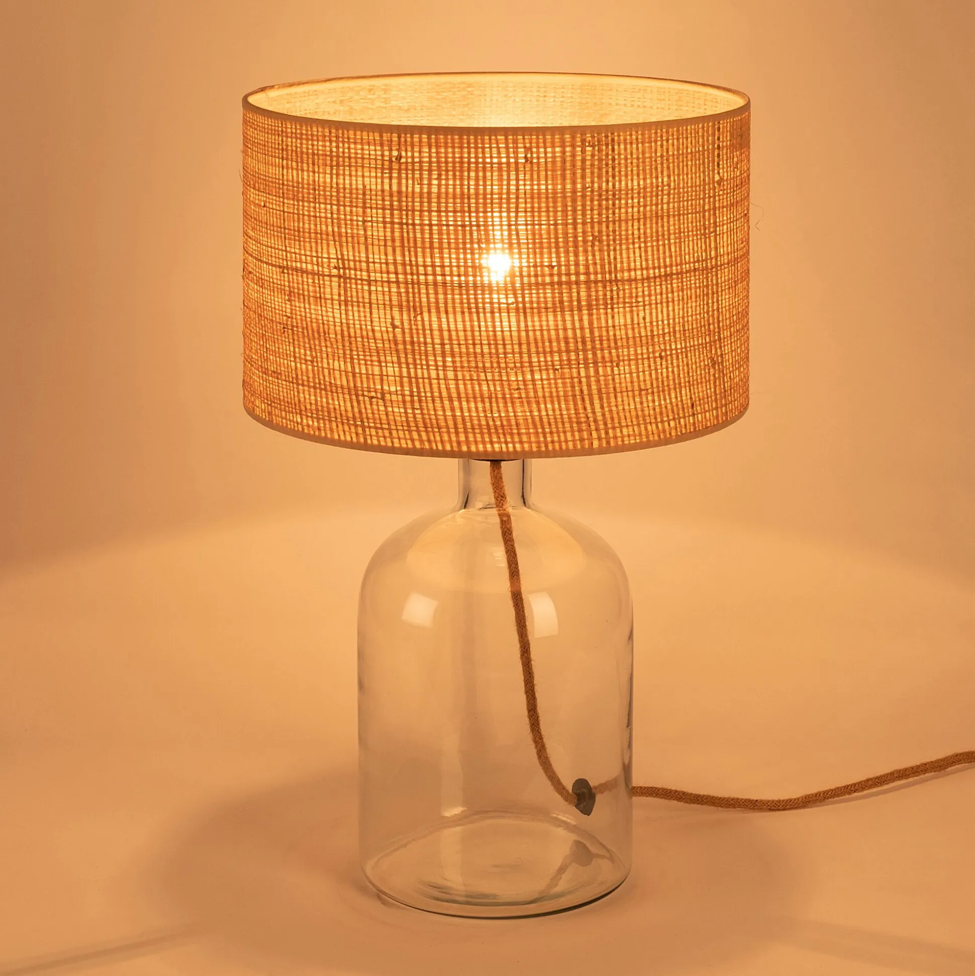 Pied de lampe électrifié en verre H37cm - transparent