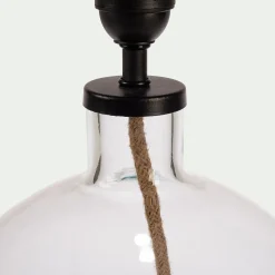 Pied de lampe électrifié en verre H37cm - transparent