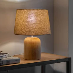 Pied de lampe électrifiée en bois d'hévéa D14cm - naturel