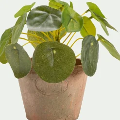 Pilea artificiel en pot H13cm - vert