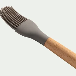 Pinceau de cuisine en bois et silicone - brun terre ombre