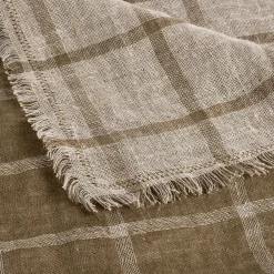 Plaid à carreaux en lin lavé 130x170cm - vert