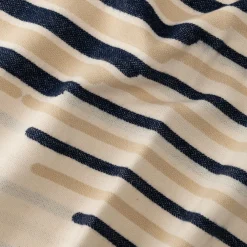 Plaid en coton à rayures finition franges 127x170cm - bleu