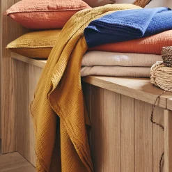 Plaid en gaze de coton - jaune alep 130x170cm