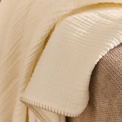 Plaid en triple gaze de coton finition point de cheval 130x170cm - blanc ventoux