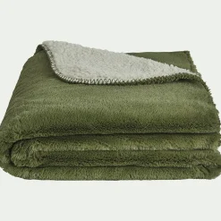 Plaid imitation fourrure 130x170cm - vert cèdre