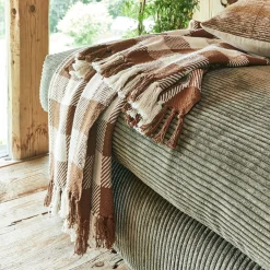 Plaid tartan en coton 130x170cm - marron