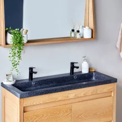 Plan vasque 120cm en terrazzo noir