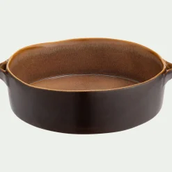 Plat à four ovale en grès L31,5cm - marron